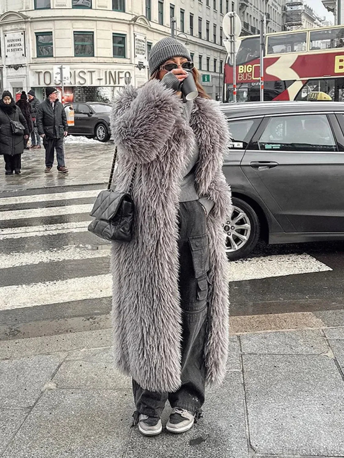 Big Lapel Long Fox Fur Coat