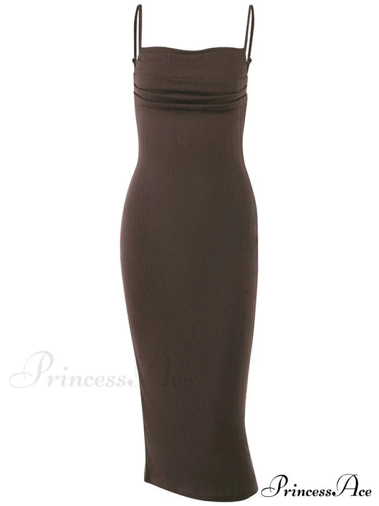 Black Backless Bodycon Dress L / Coffee Bodycon Dress