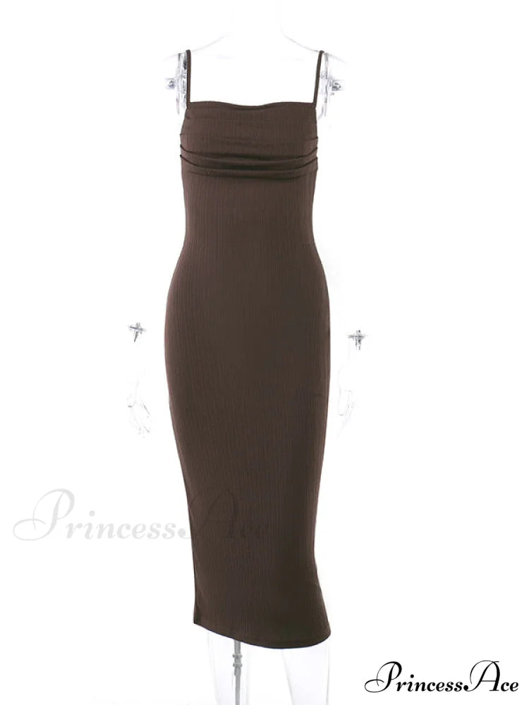 Black Backless Bodycon Dress M / Coffee Bodycon Dress