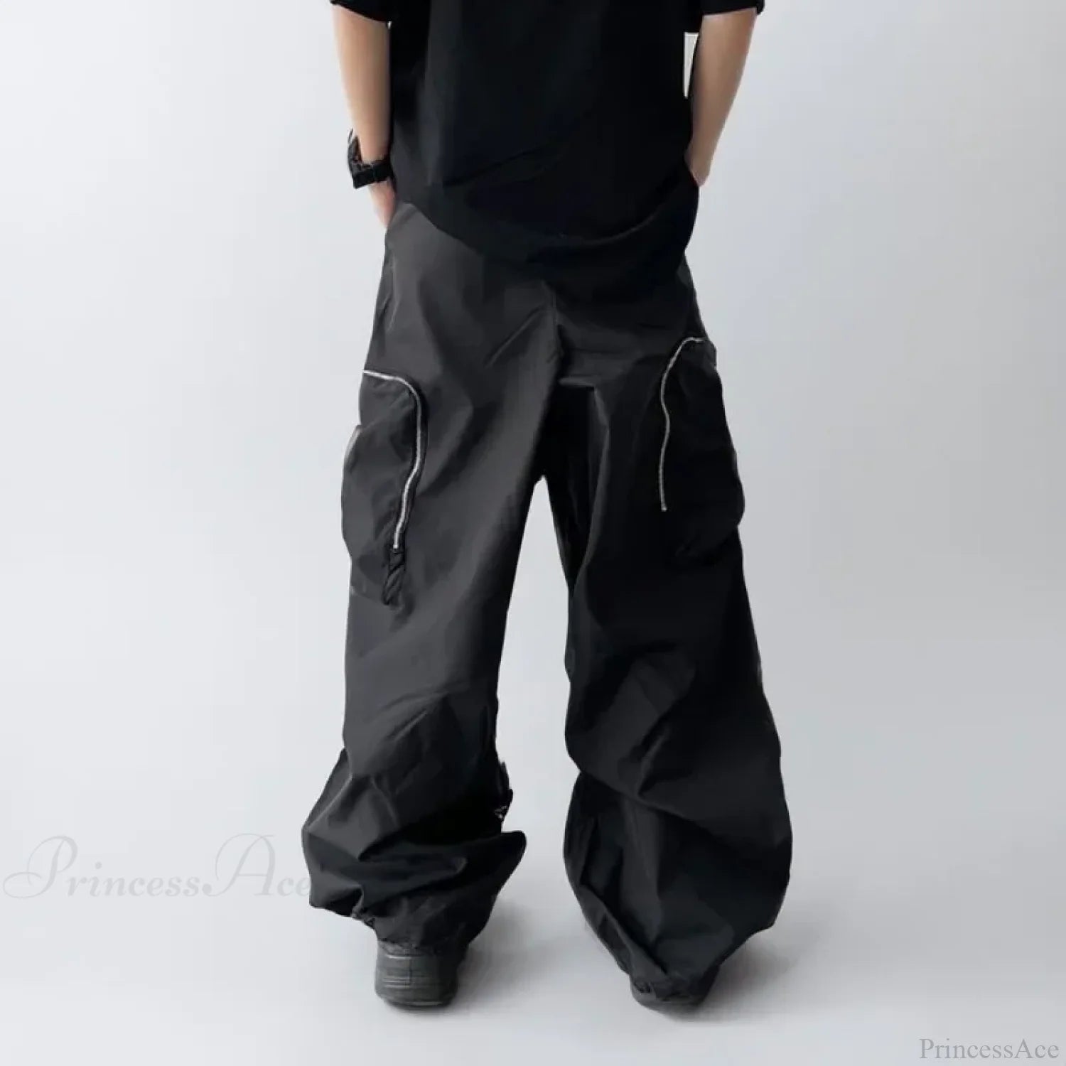 Black Baggy Cargo Streetwear Pants