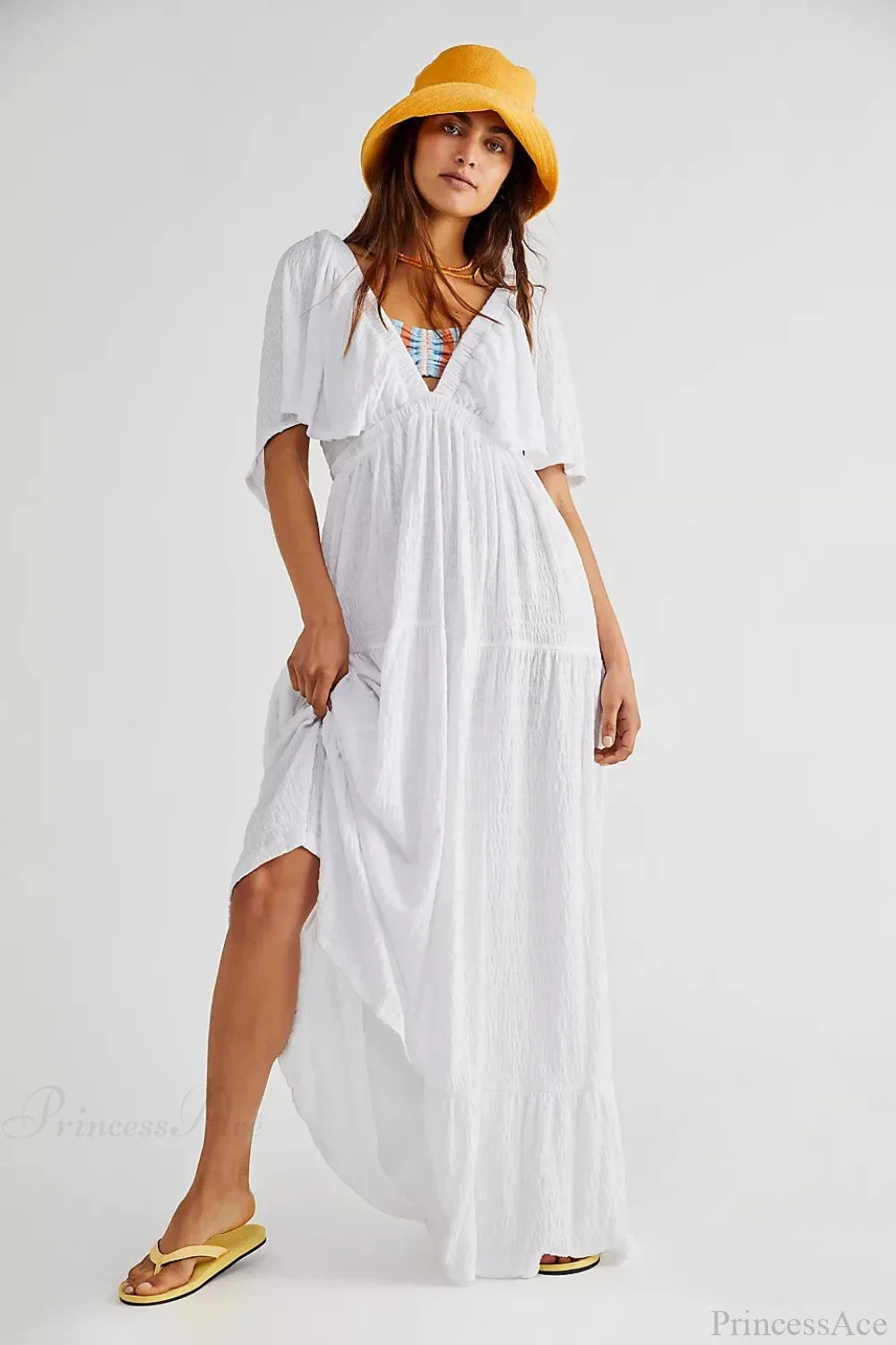 Black Embroidery Round Neck Flare Boho Dress WHITE / S bohodress-250126