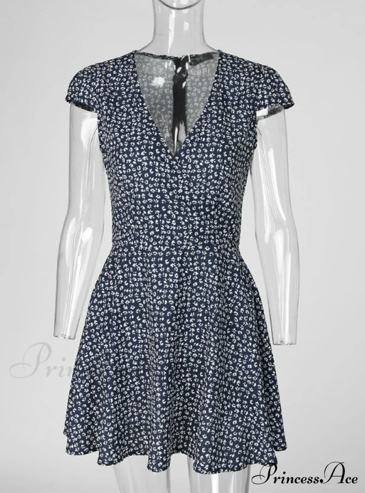 Black Floral Print Short Sleeve Wrap Dress For Women Dresses