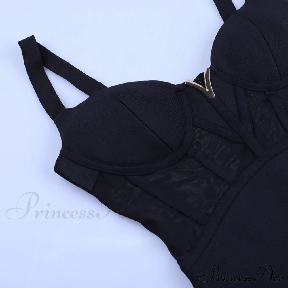 Black Gown Corset Elegant Insert With Party Bodycon Evening - Mesh Bandage Clubwear
