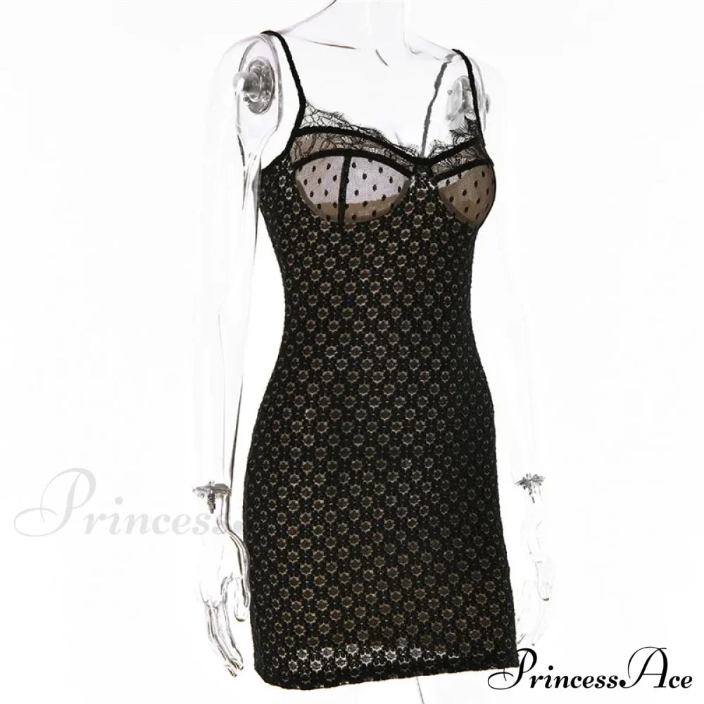 Black Lace Stylish Layered Maxi Dress Mini