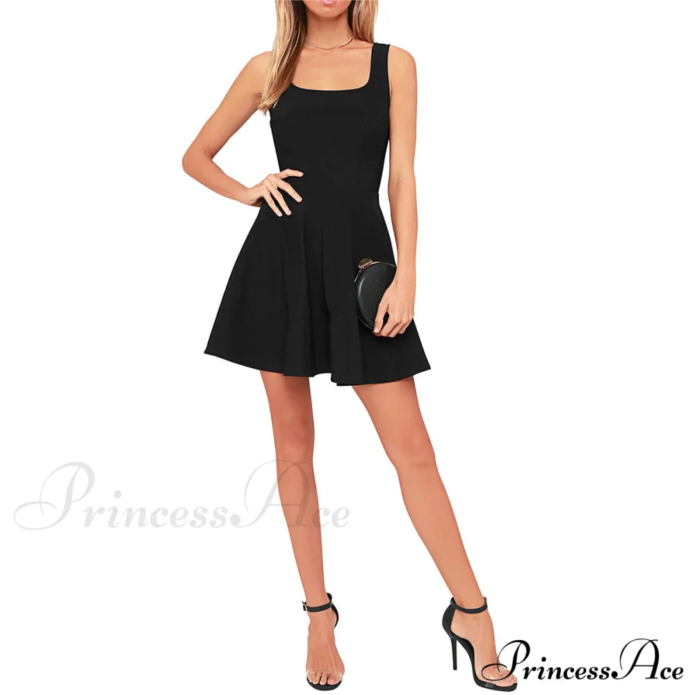 Black Skater Mini Dress S / Red Mini