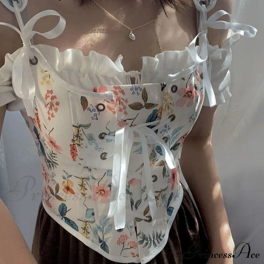 Blouse High Flowered Street Halter Vintage Top Design Women Designer For - Party Corset Clubwear