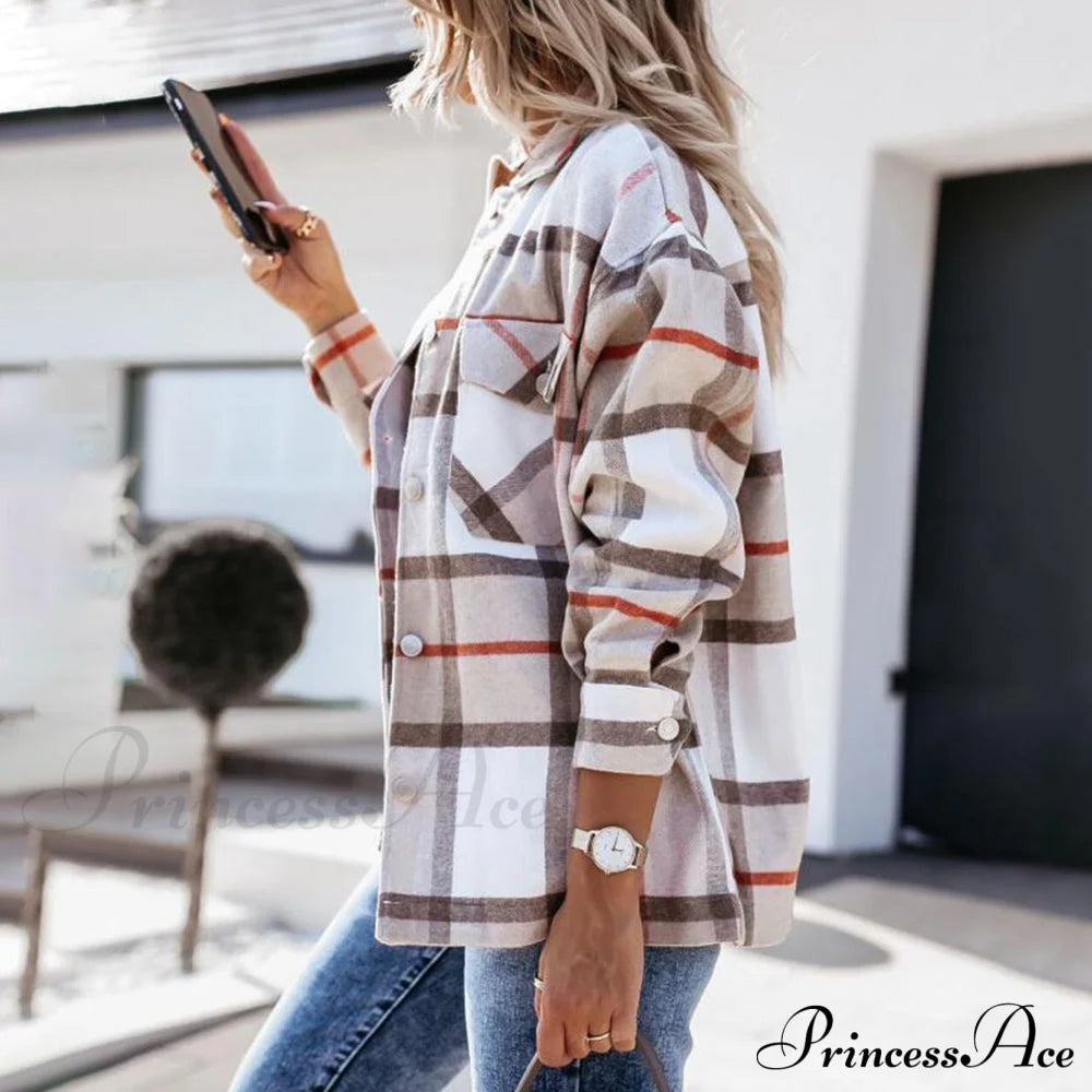 Blouse Long - Button Women’s Up Plaid Arm Collared Black/White