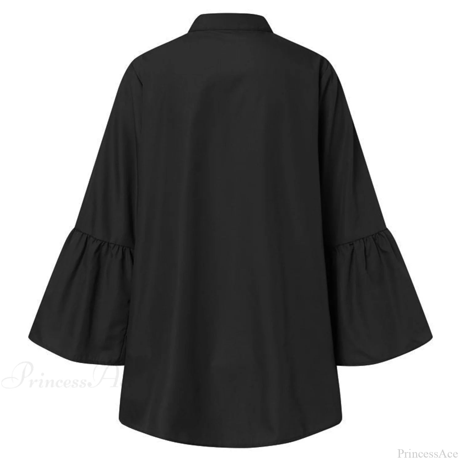 Blouse Office Arm - V Button Women’s Flare Up White Neck