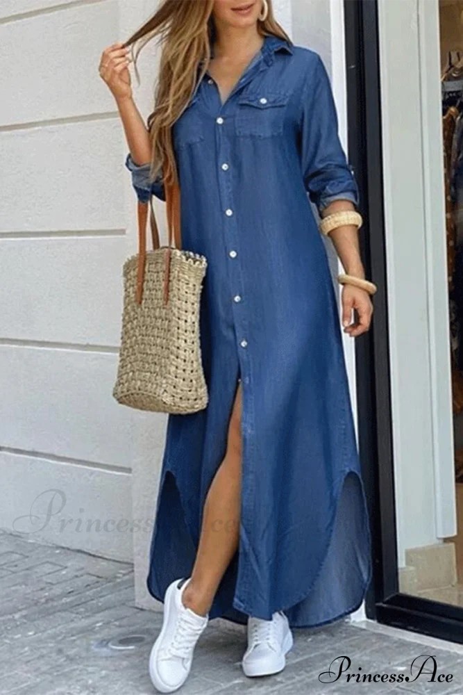 Blouse Patchwork Design Dress The Cowboy Blue / S Dresses/Casual Dresses