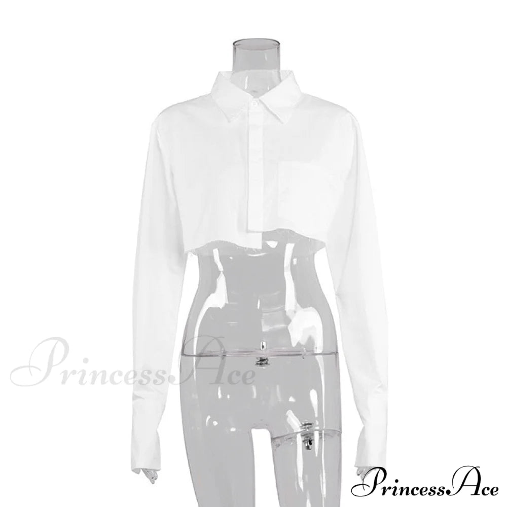 Blouse Shirts Women Neckline Solid Color Long Oversized Arm Tassel For Crop Lapel Top Female