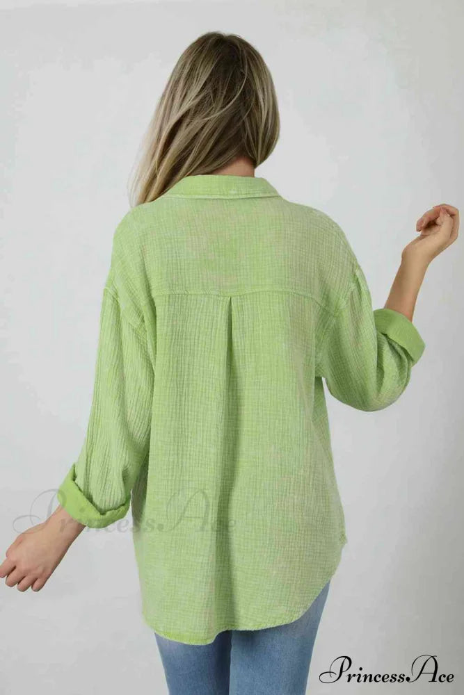 Blouse Textured With Buttons Clothes