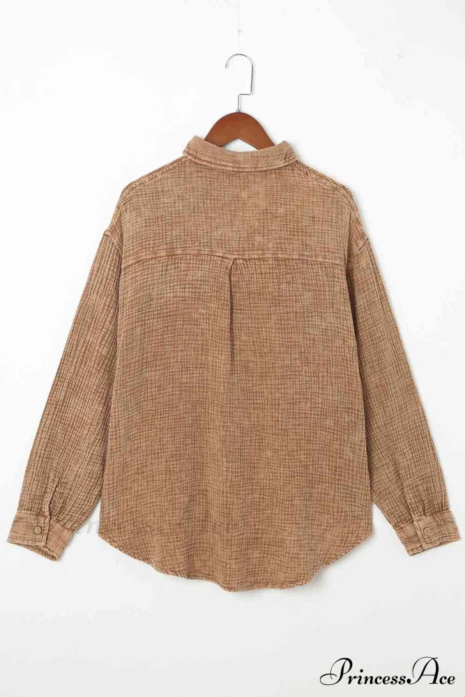 Blouse Textured With Buttons Clothes