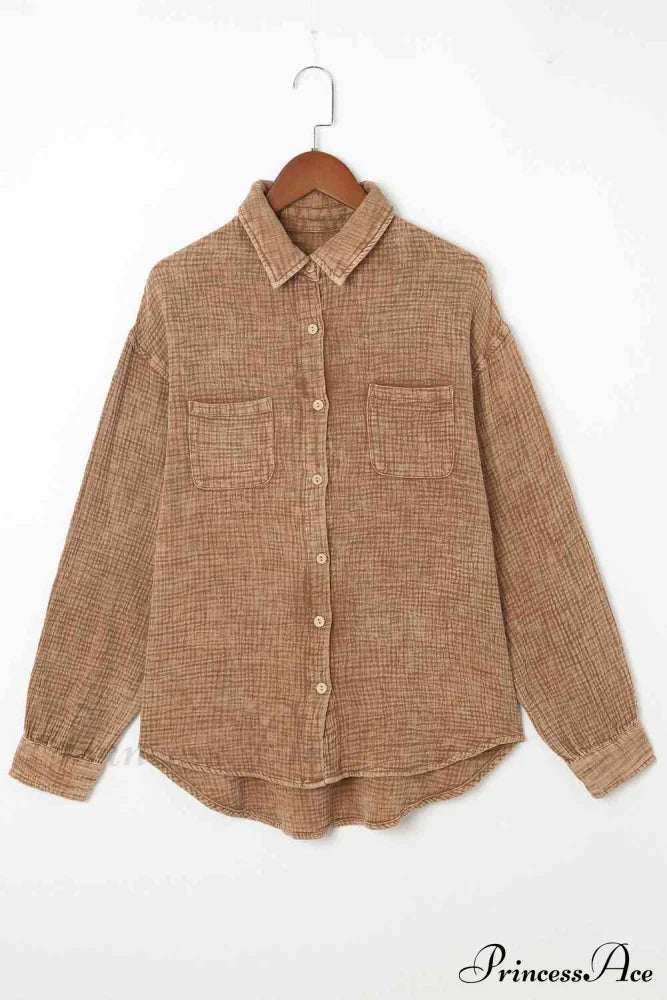 Blouse Textured With Buttons Clothes