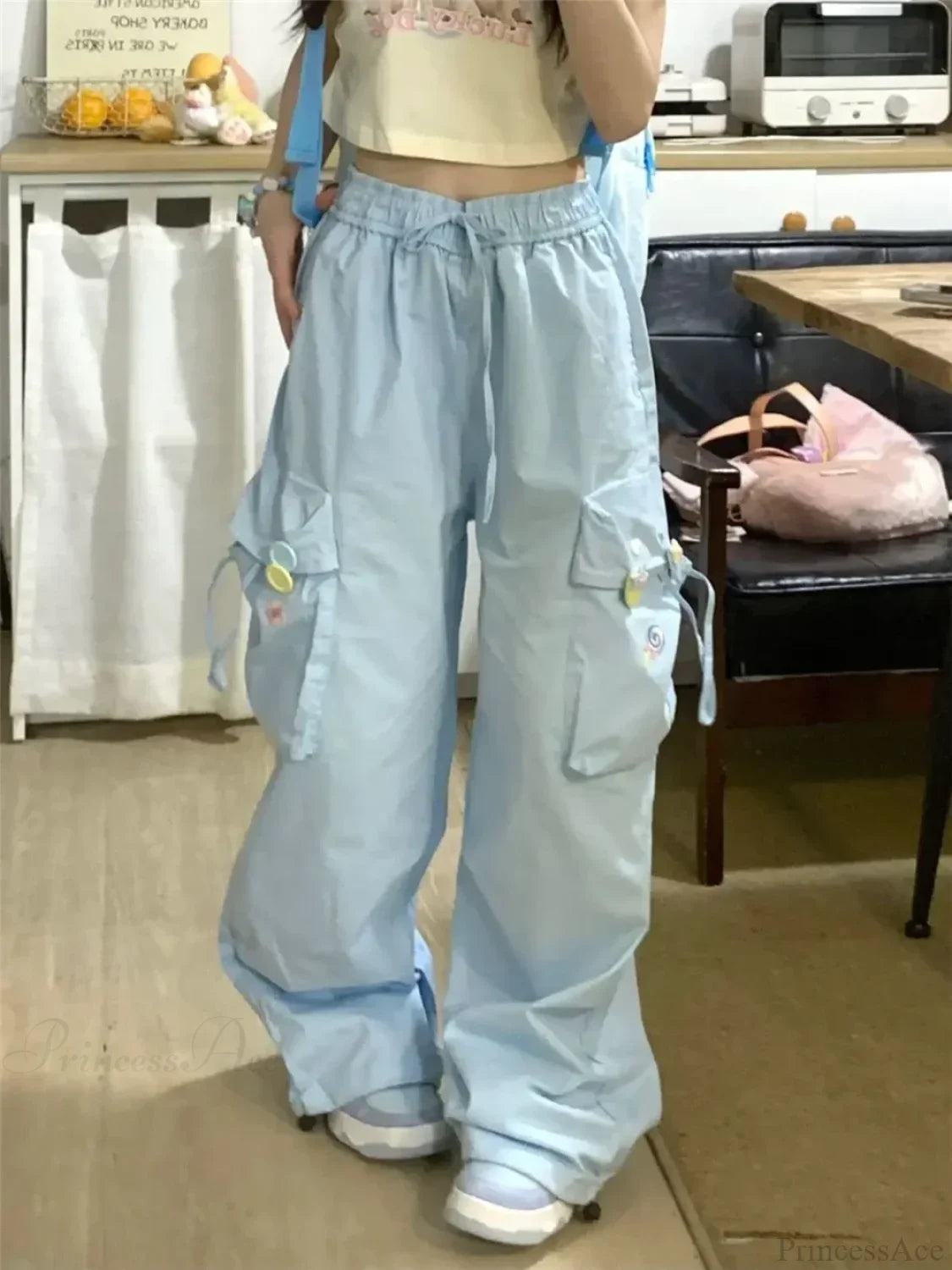 Blue Sweet Embroidered Casual Japanese Trend Pant pant-250223