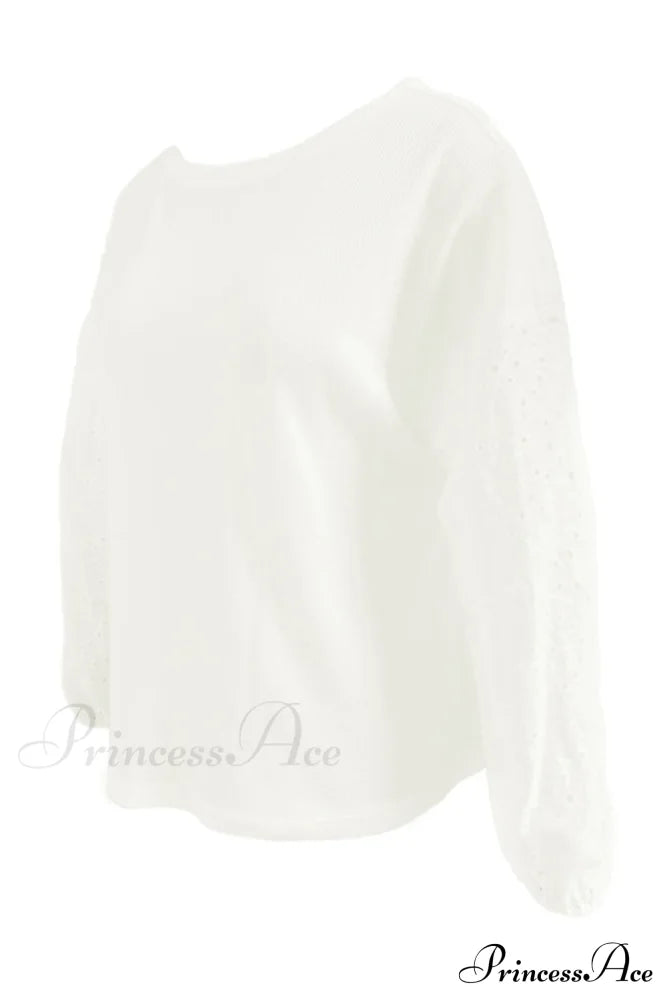 Boat With Openwork Dropped Blouse Neck Shoulders