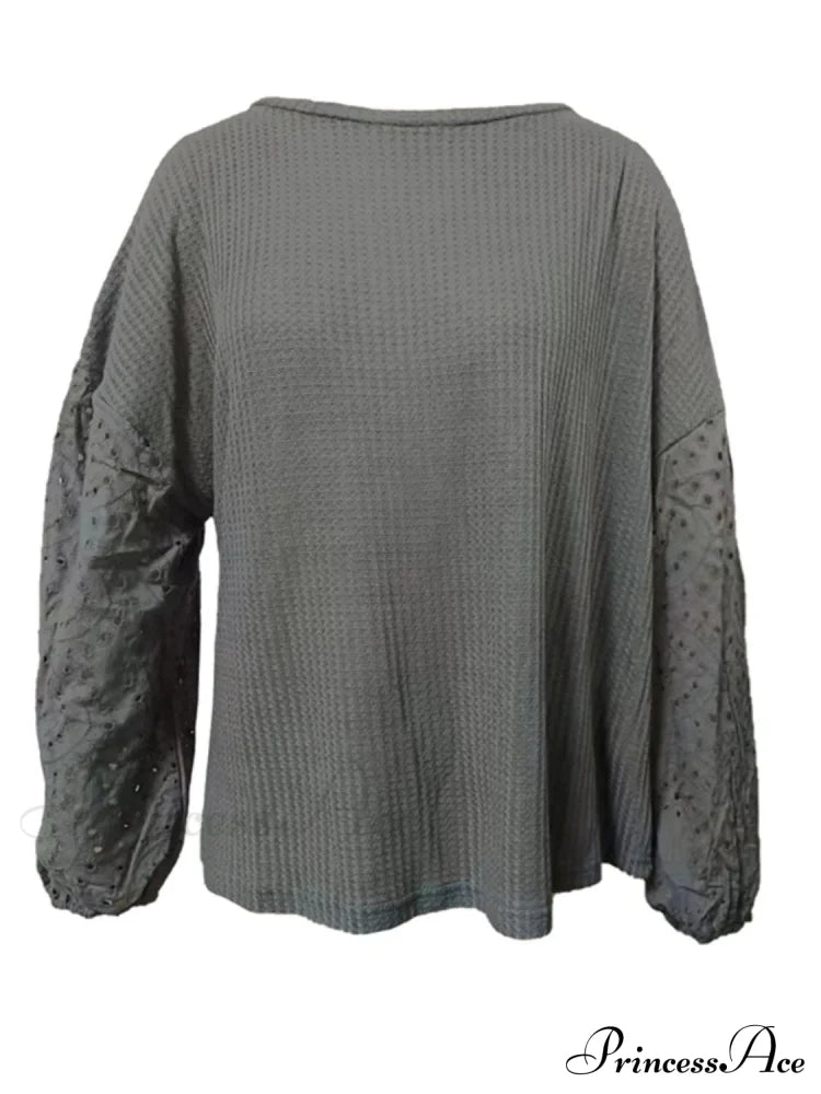 Boat With Openwork Dropped Blouse Neck Shoulders