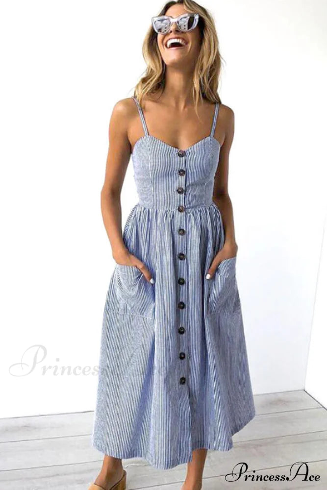 Bodycon Korean Graceful Fashion Dress Blue Stripe / S Dresses