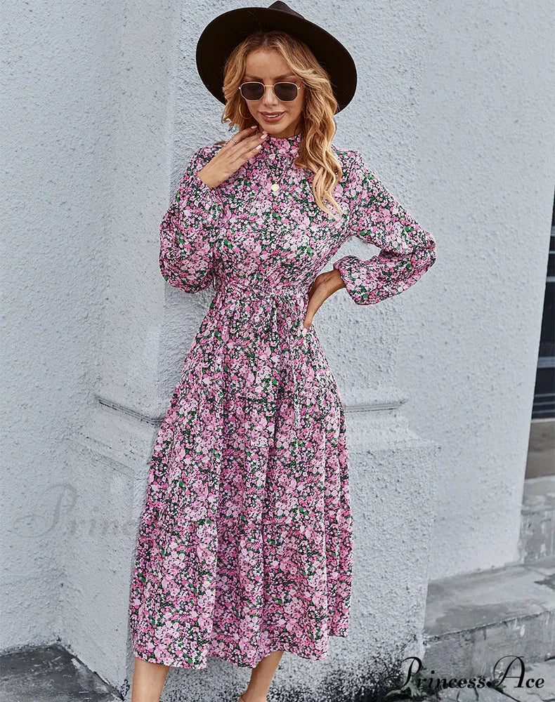 Bohemian Casual Dress With Print M / Yellow Print Dress
