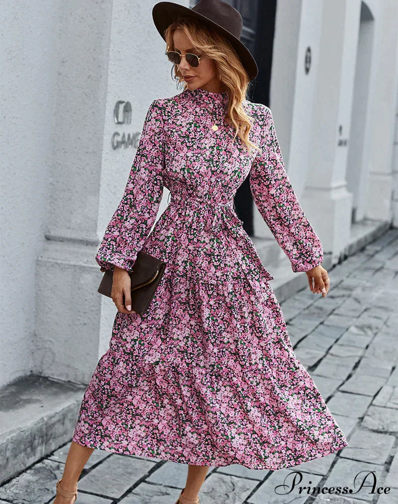 Bohemian Casual Dress With Print S / Blue Print Dress