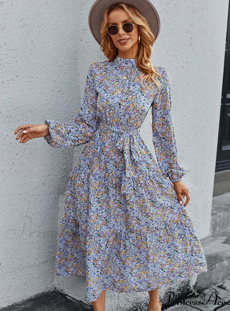 Bohemian Casual Dress With Print S / Pink Print Dress