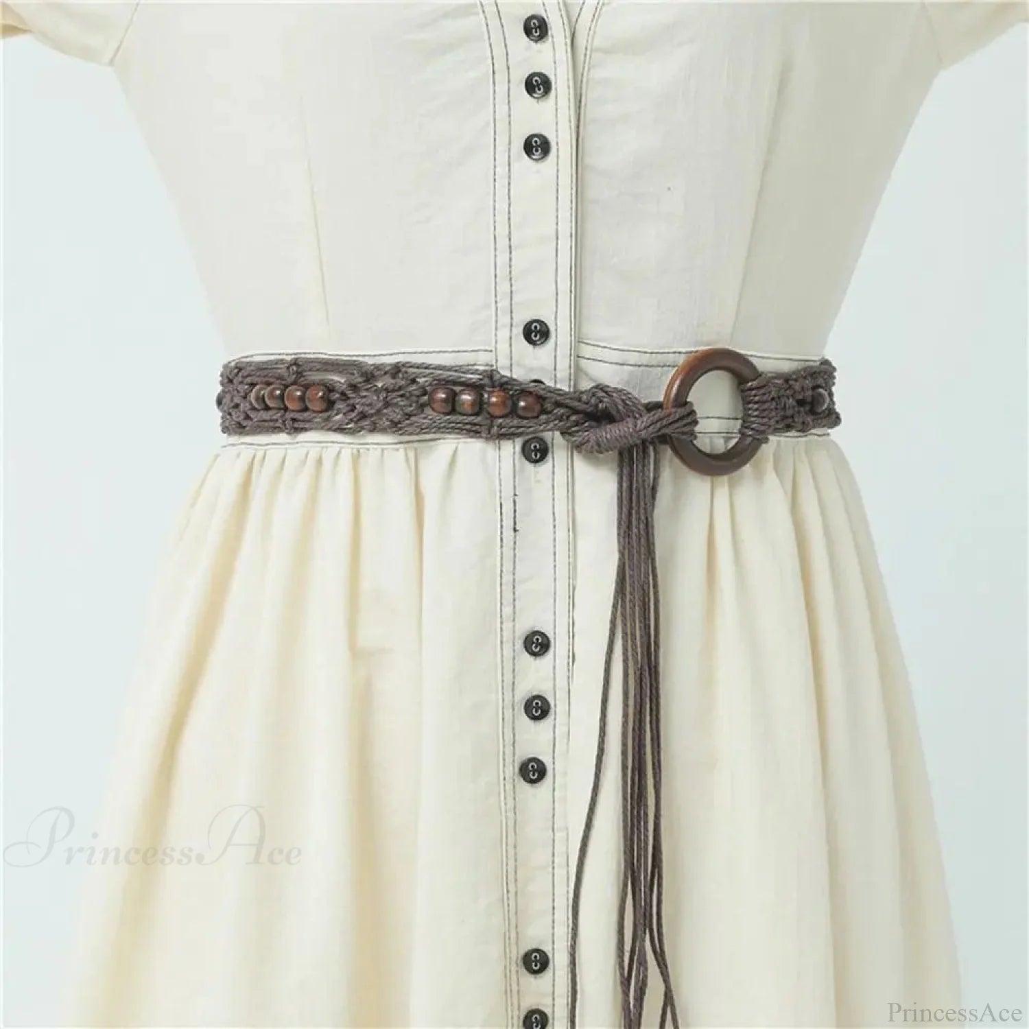 Bohemian Dark Beach Plaited Waist Cord Belt brown