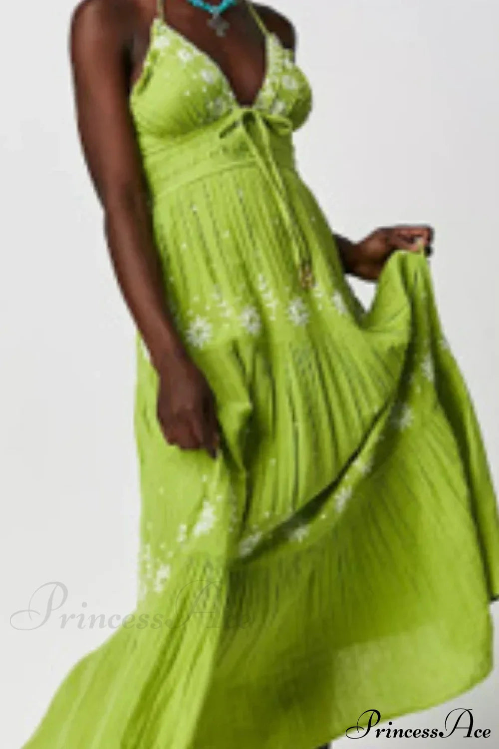 Bohemian Flower Birthday Beach Holiday Boho Dress Green / S