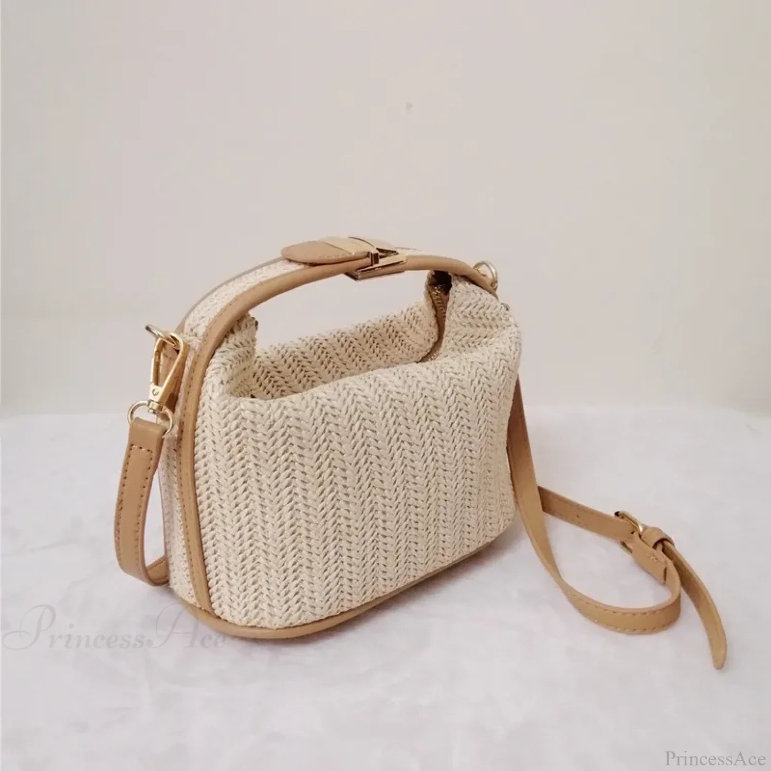 Bohemian Straw Crossbody Bucket Beach Handbag khaki / 20x11x12cm handbag-250126