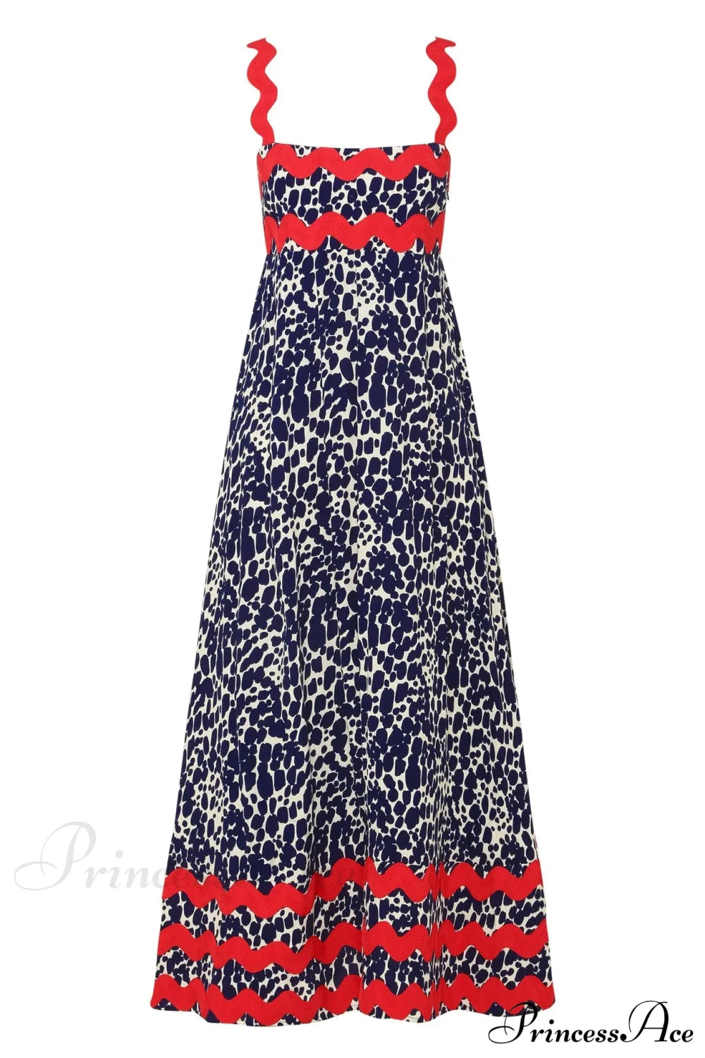 Bohemian Summer Printed A-Line Sexy Backless Spaghetti Strap Boho Dress Dark Blue / S