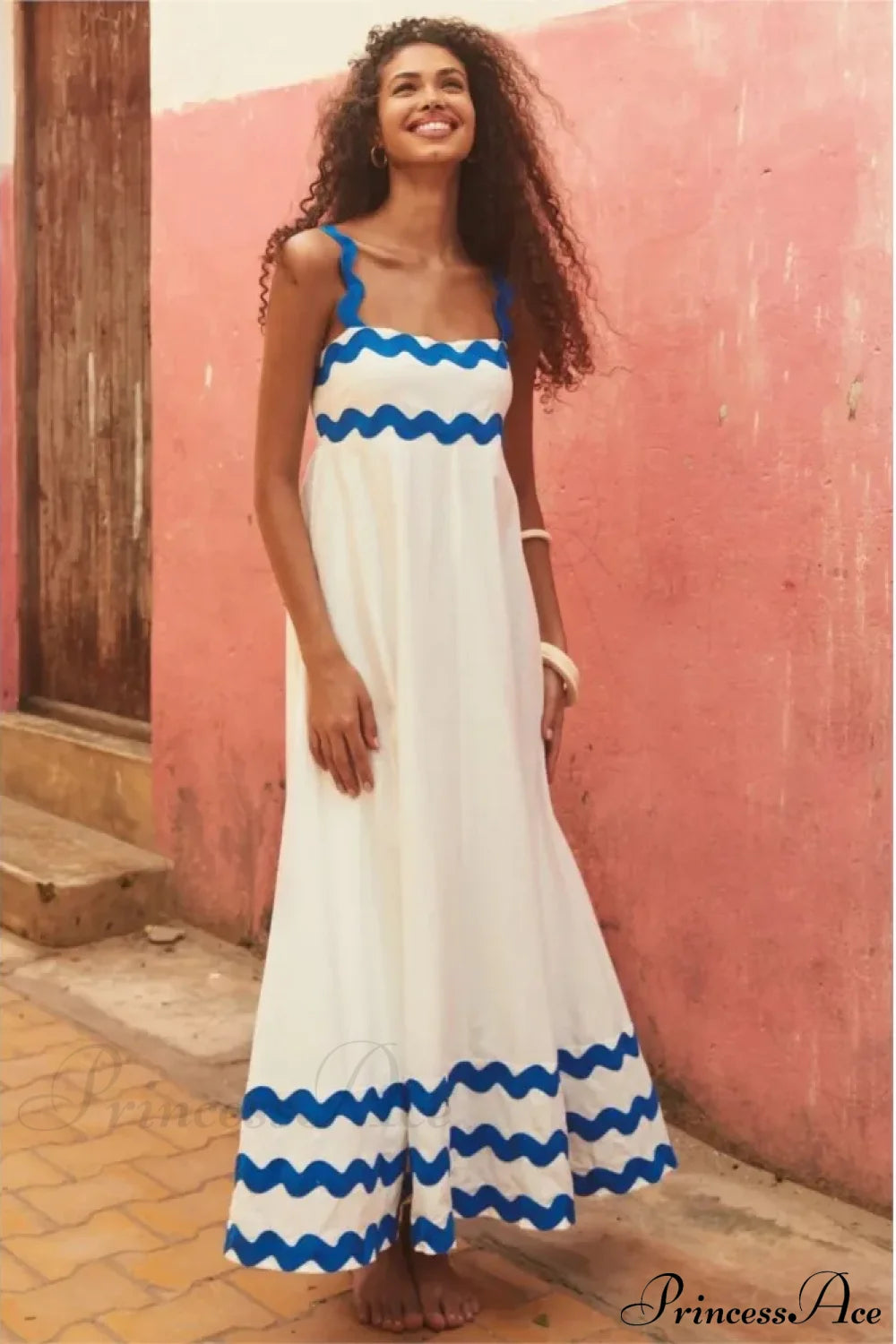 Bohemian Summer Printed A-Line Sexy Backless Spaghetti Strap Boho Dress