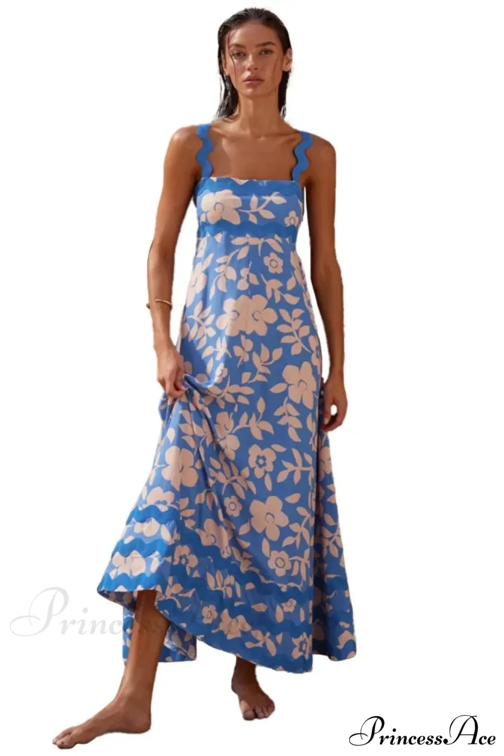 Bohemian Summer Printed A-Line Sexy Backless Spaghetti Strap Boho Dress