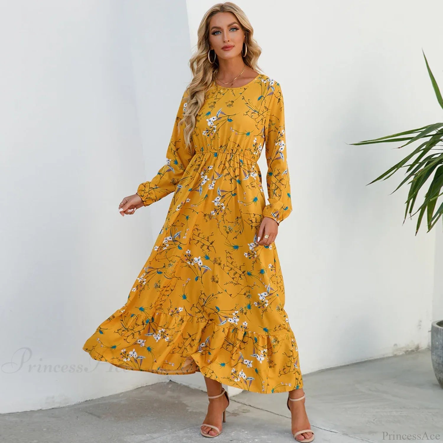 Bohemian Women’s Chiffon Floral Maxi Dress oldfloraldress-250126