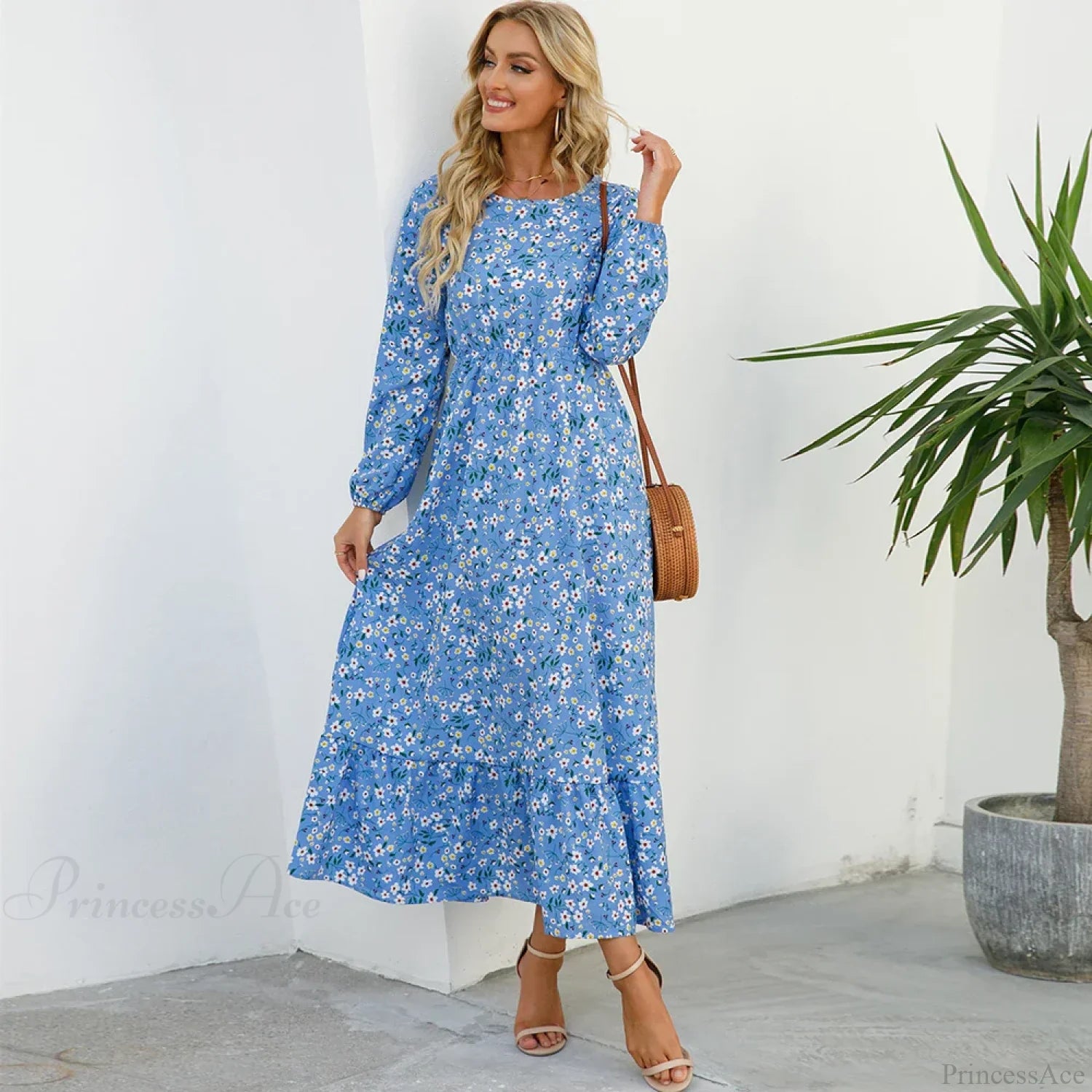 Bohemian Women’s Chiffon Floral Maxi Dress oldfloraldress-250126