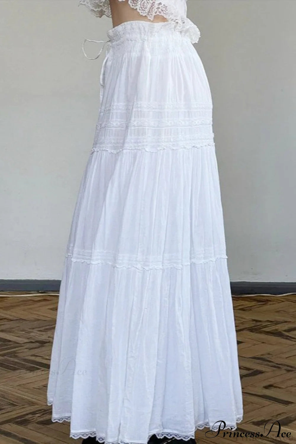 Boho Pleated Drawstring Maxi Skirt