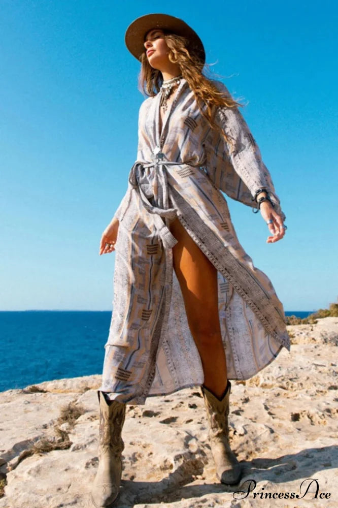 Boho Tie Stylish Dye Kimono Blouse