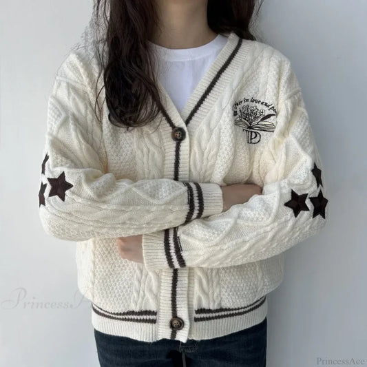 Book TTPD Embroidered V-neck Cardigan white / S