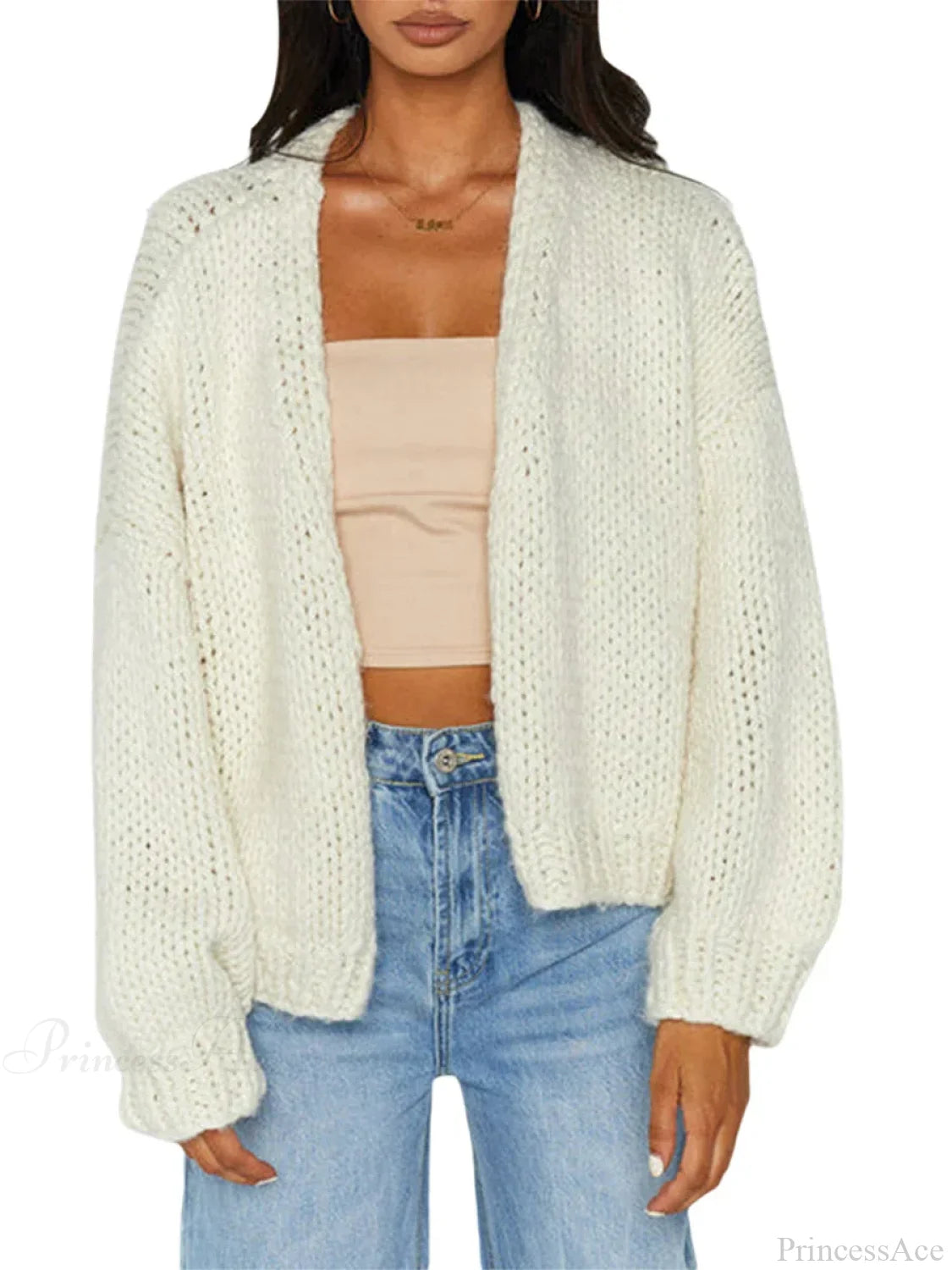 Bow Tie Front V-neck Cardigan white / S