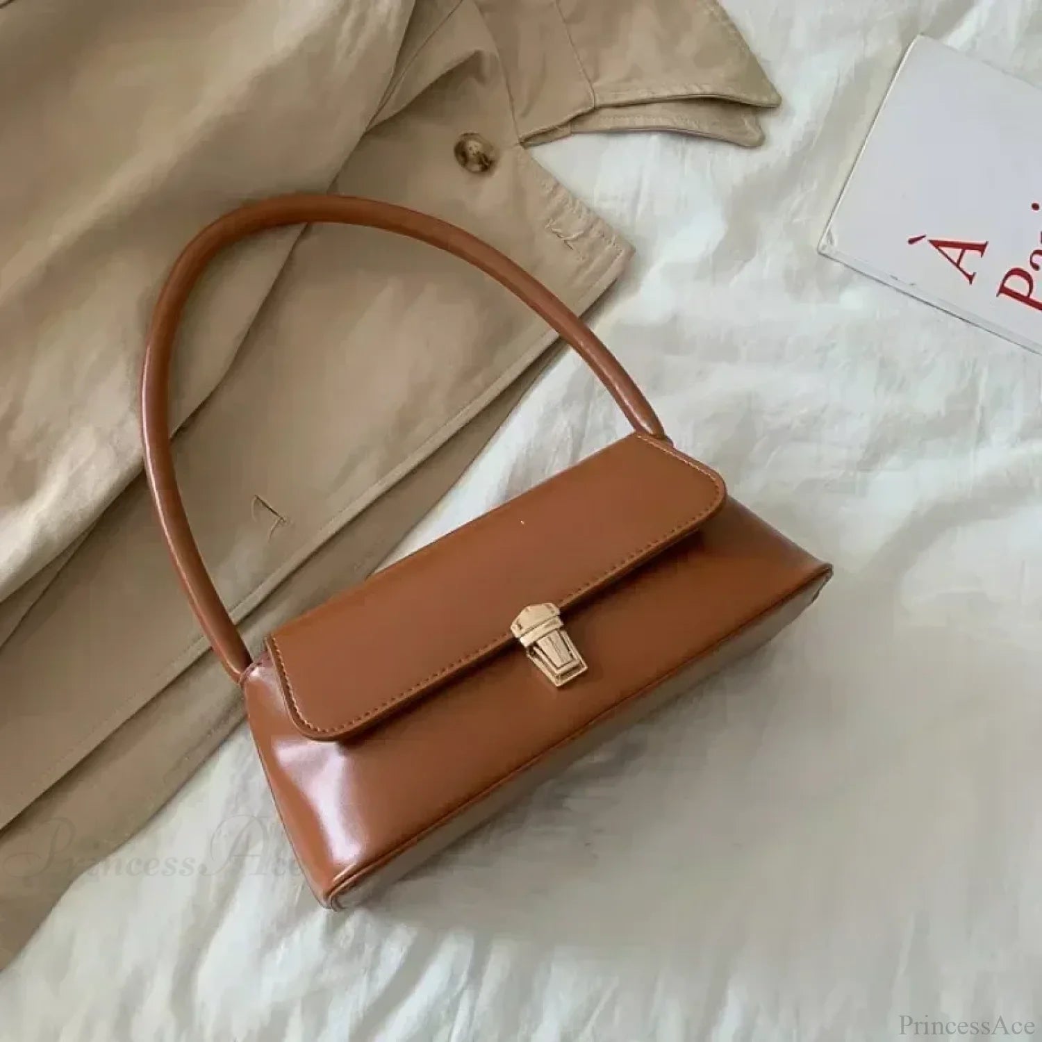 Bow Underarm Shoulder Bag for Women LightBrown shoulder-250126