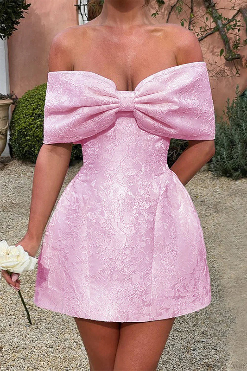 Bowknot Off-Shoulder Backless Mini Party Dress