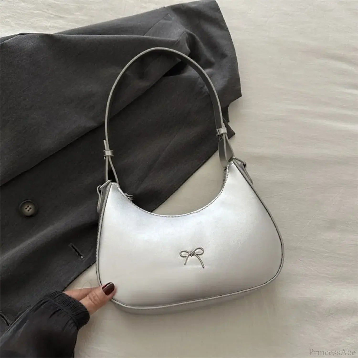 Bowknot Solid PU Leather Shoulder Bag color5 shoulder-250126