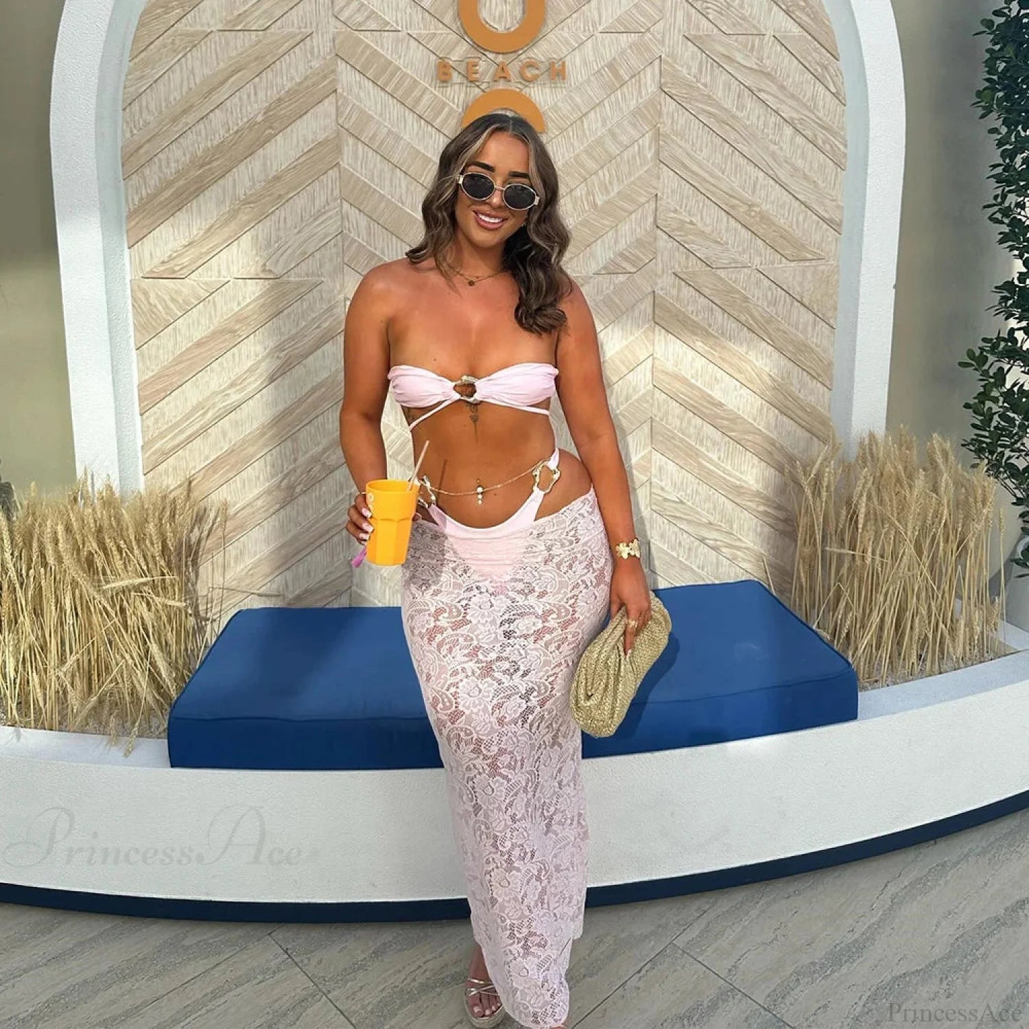 Brazil Long Dress Bandeau Three Piece Swimsuit