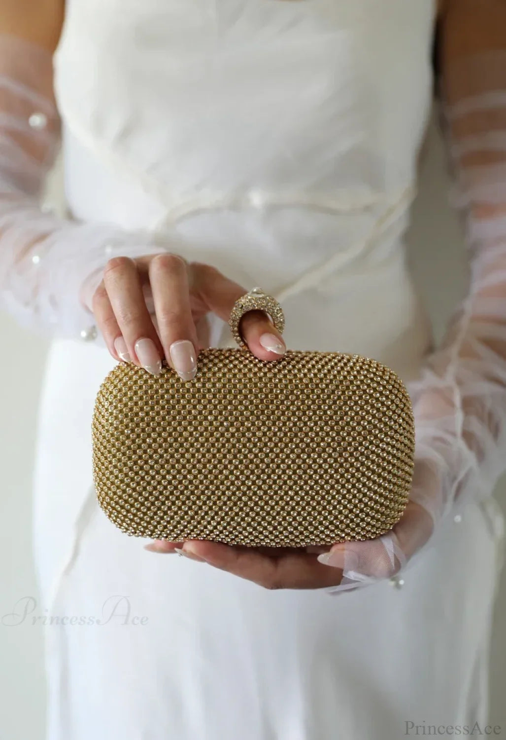 Bridal Crystal Gold Evening Clutch Wristlet wristlet-250126