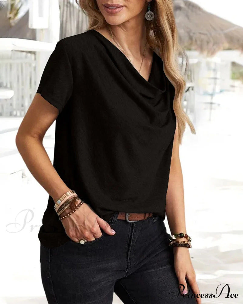 Brief T-Shirt - Neck Cowl Sleeves T-Shirts
