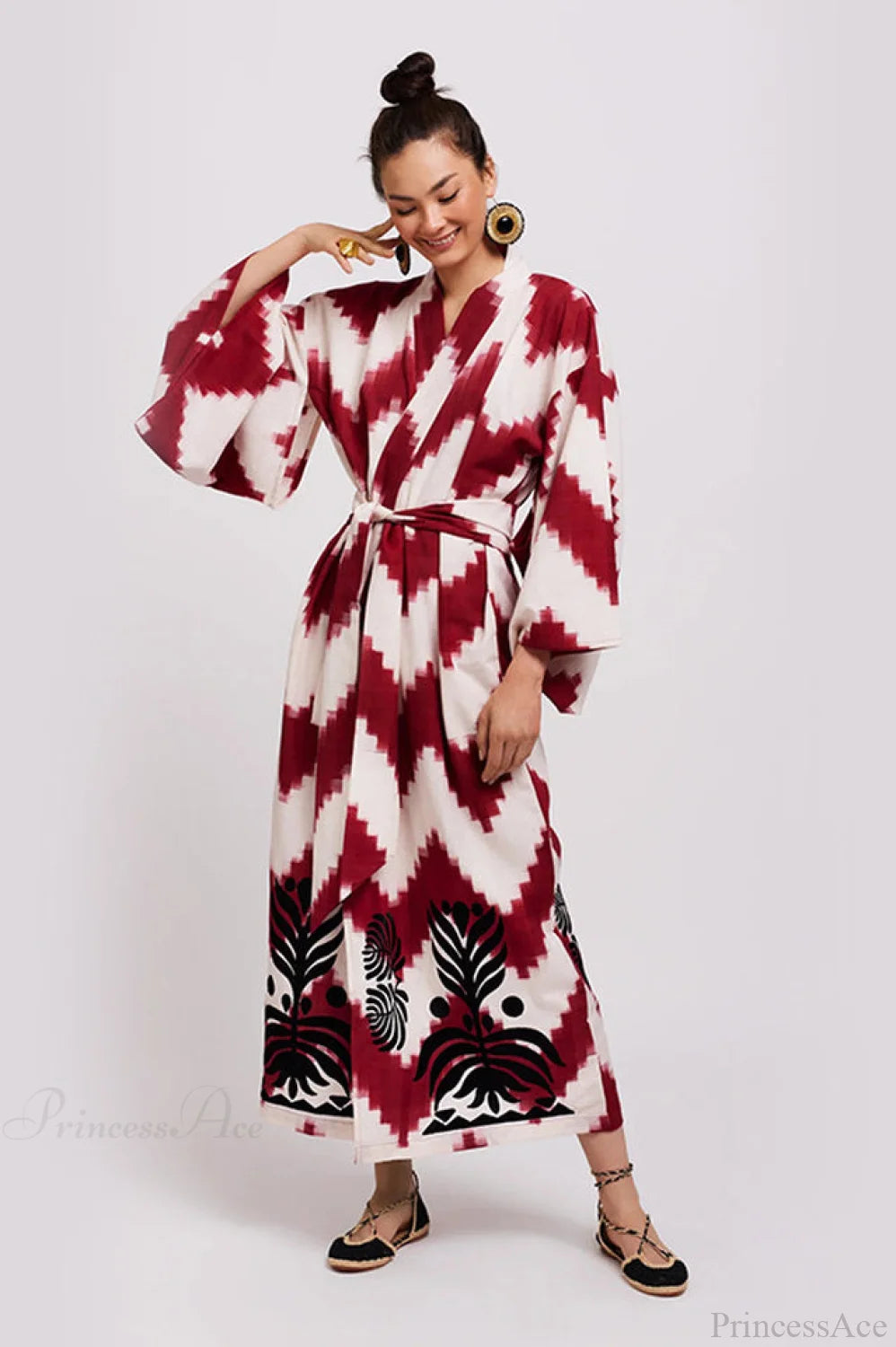 Brigitte One Of A Graceful Kind Ikat Maxi Kimono 12# / Size