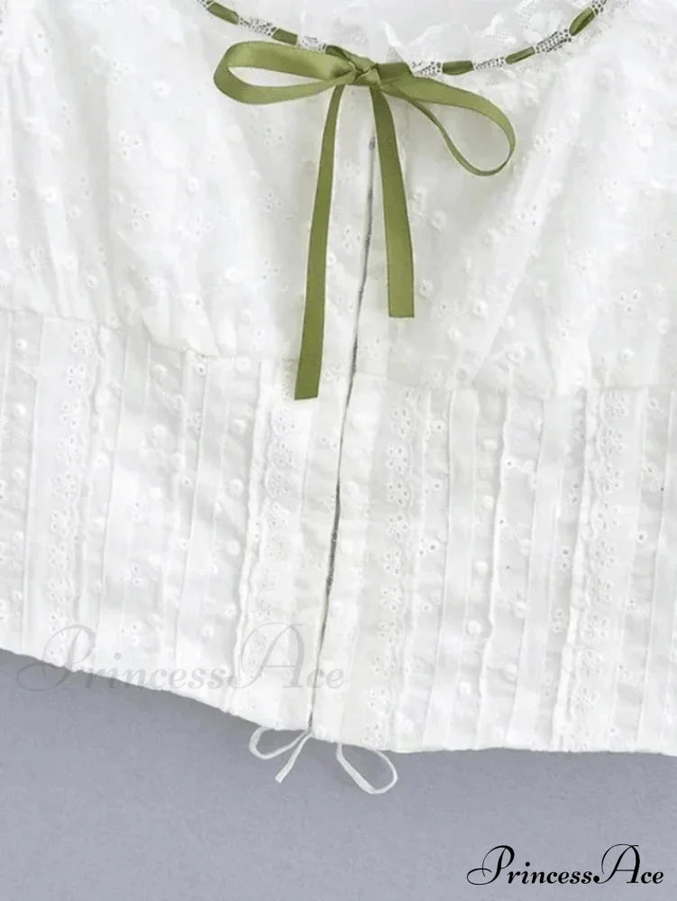 Broderie Lace Trim Trendy Crop Tank Top Tops&Tees