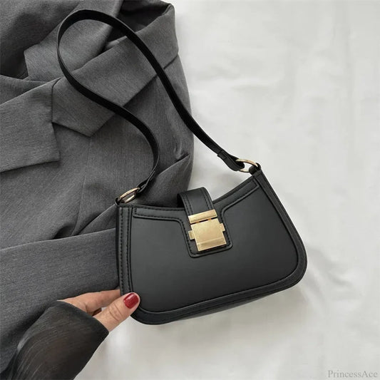 Brown Gold Buckle Vintage Shoulder Bag Black / 20.5x5.5x13cm shoulder-250126