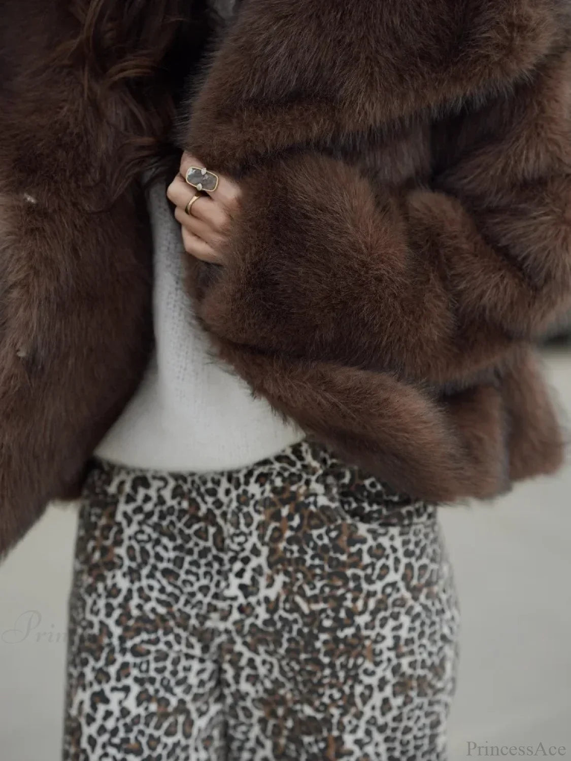 Brown Soft Fluffy Woolen Coat