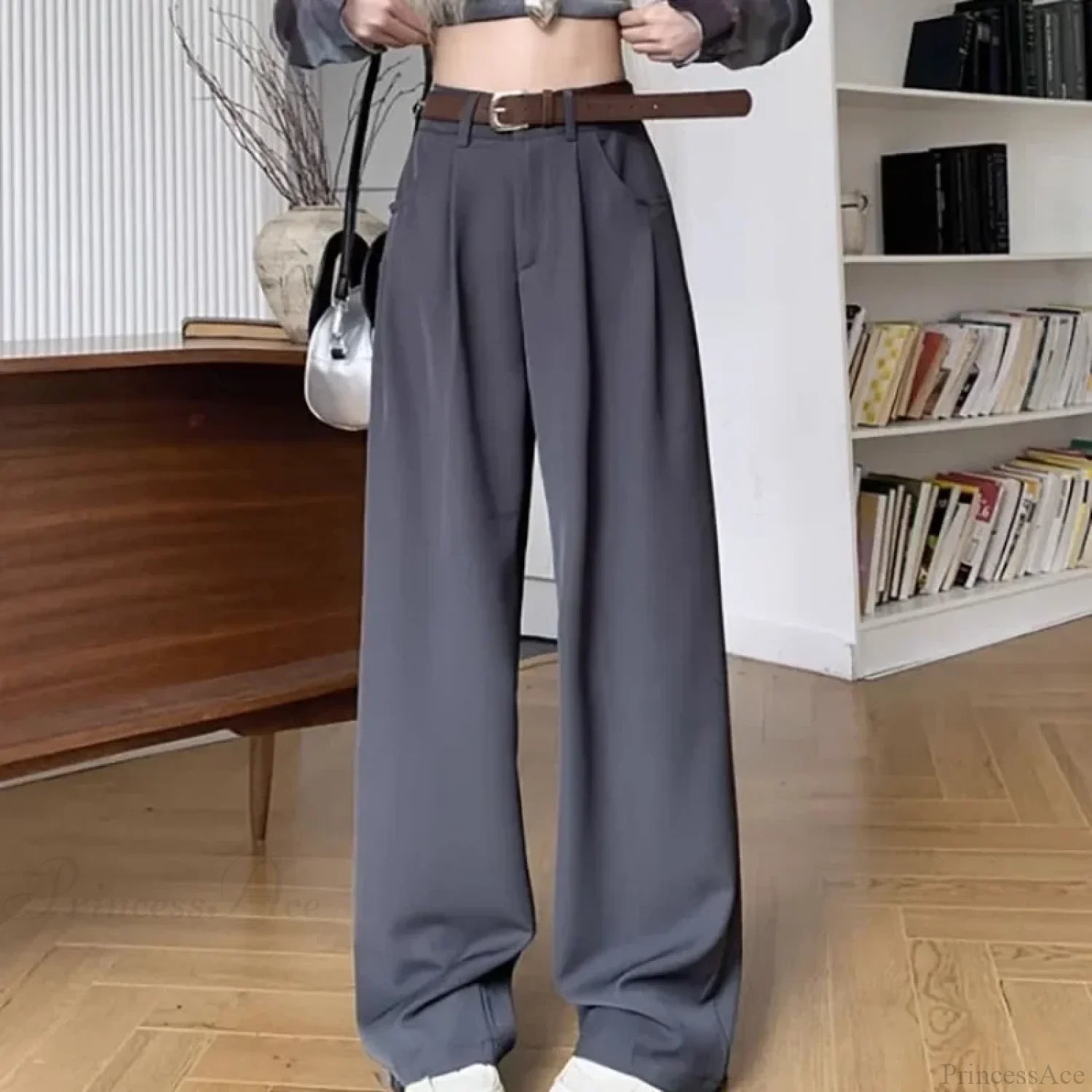 Brown Suit Baggy Office Pants