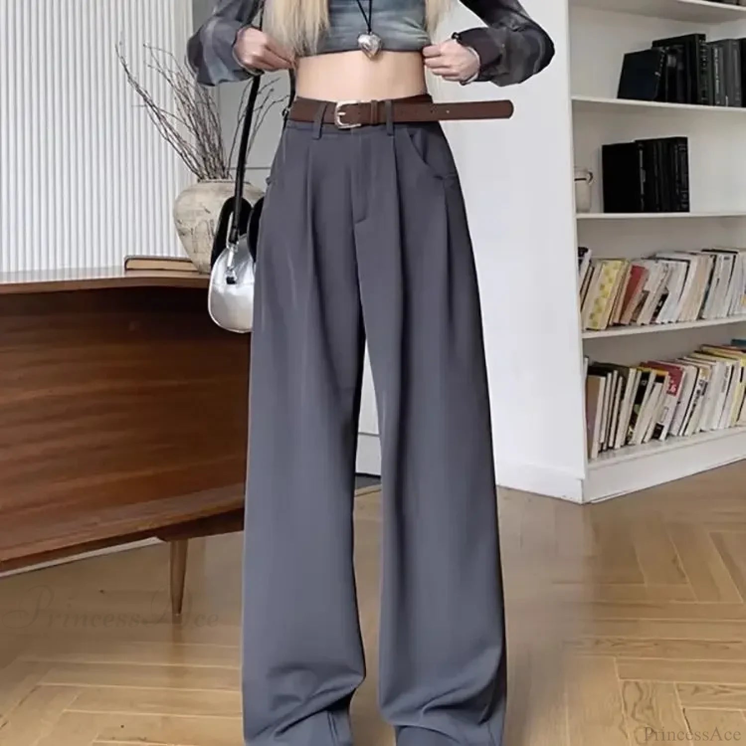 Brown Suit Baggy Office Pants Gray / S