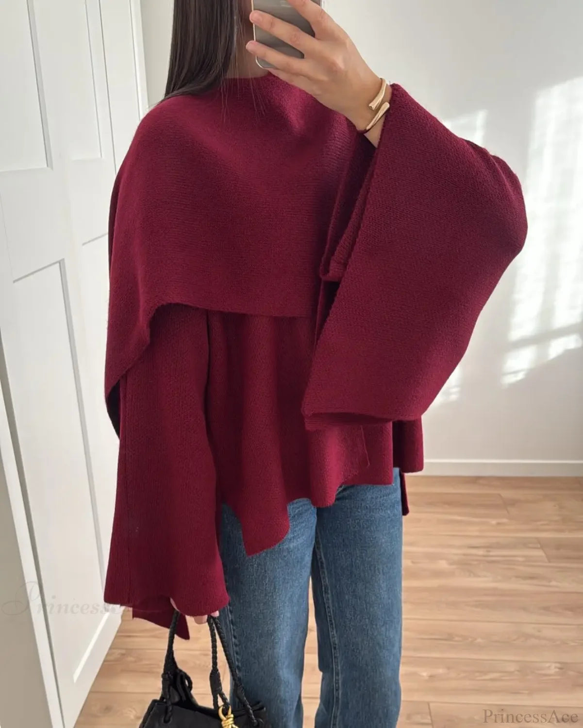 Burgundy Knit Jacket with Scarf Coat red 2 / S