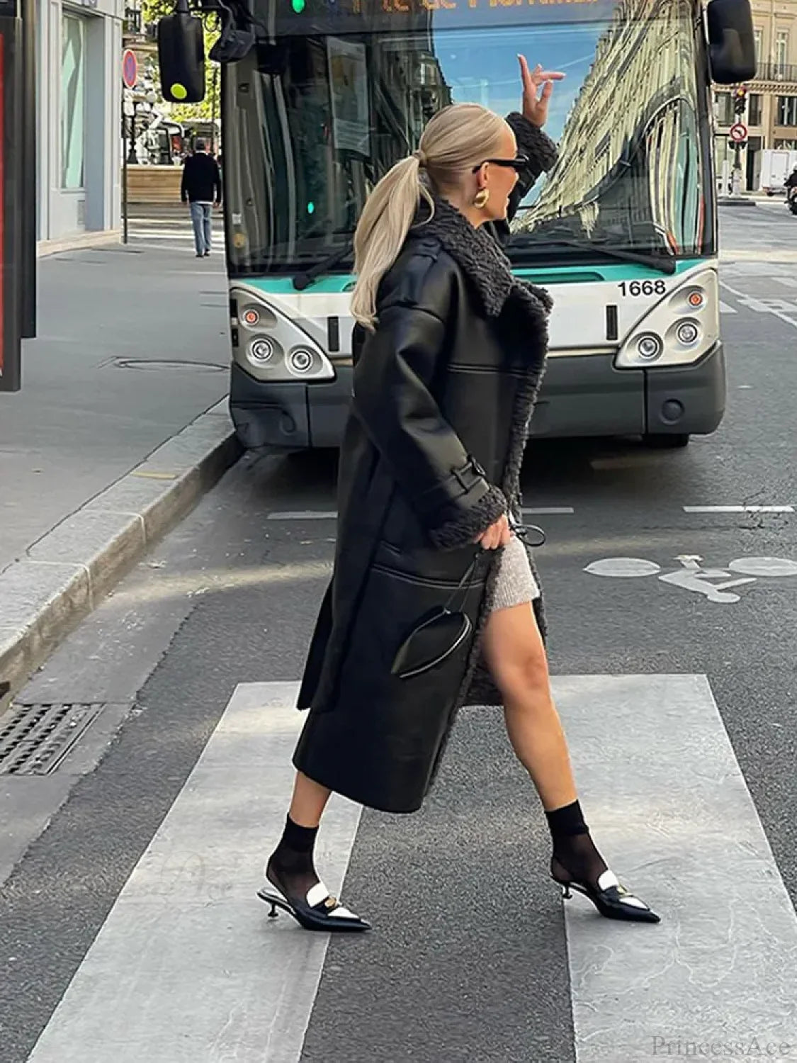 Burgundy Scarf Collar Lace-Up Overcoat